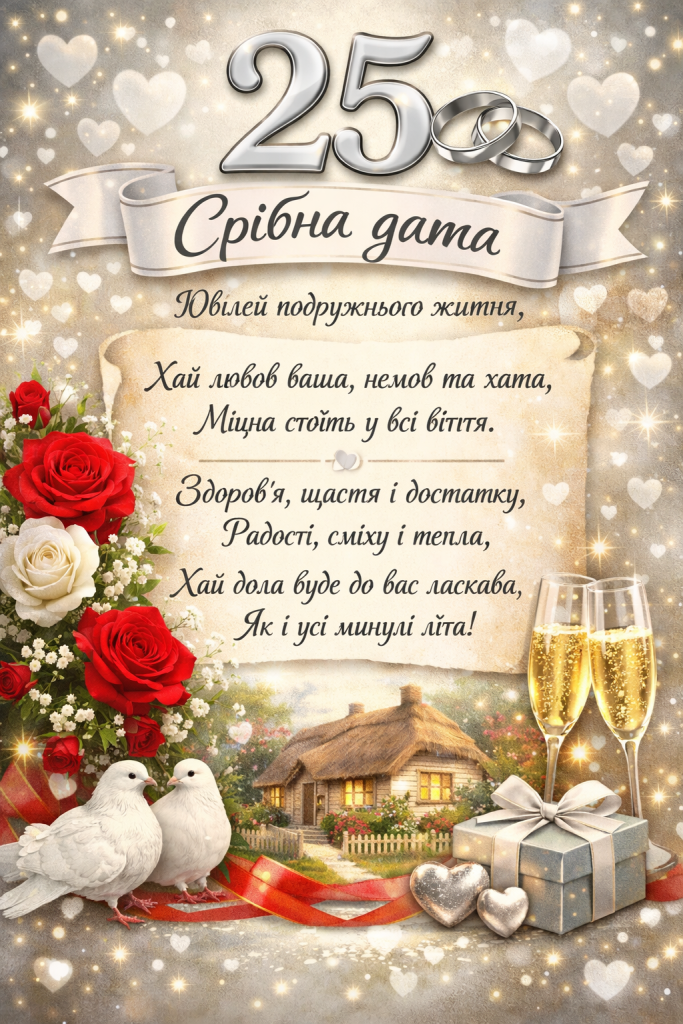 коротке привітання зі срібним весіллям