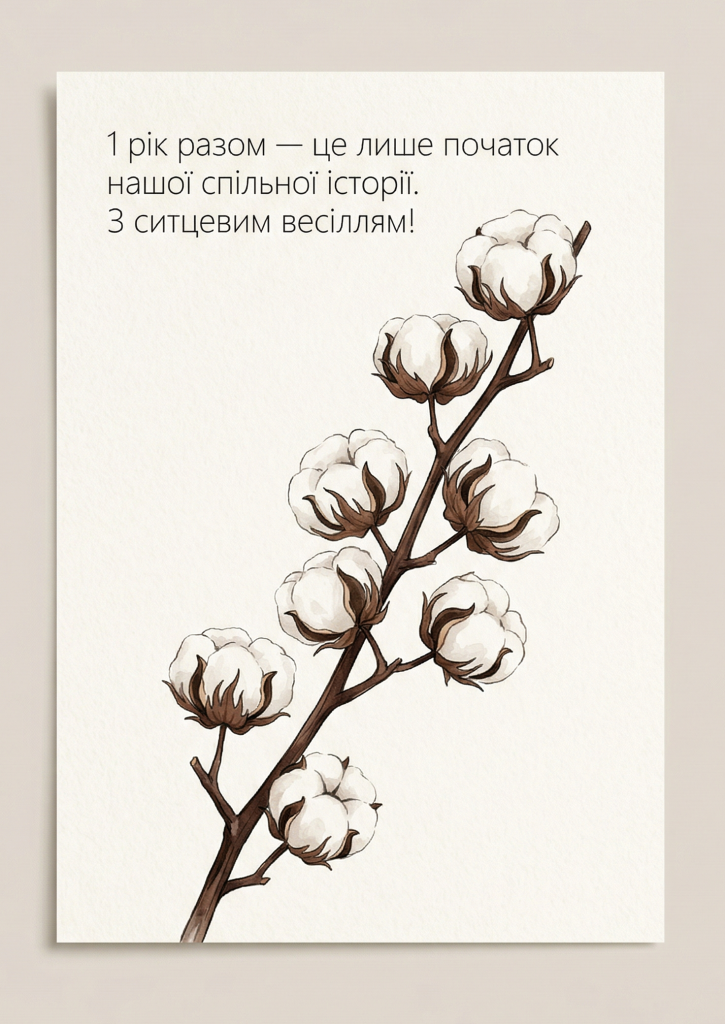 минималистичная открытка с символикой ситца