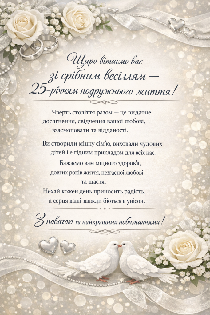 офіційне привітання зі срібним весіллям