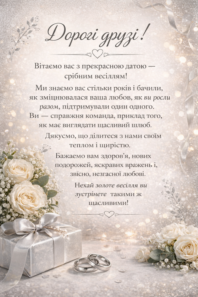 привітання від друзів на срібне весілля