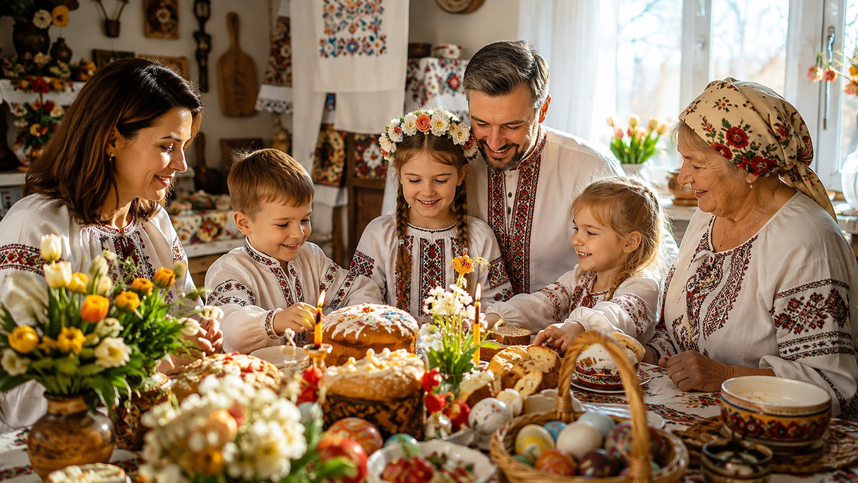 Родина вітає одне одного з Великоднем