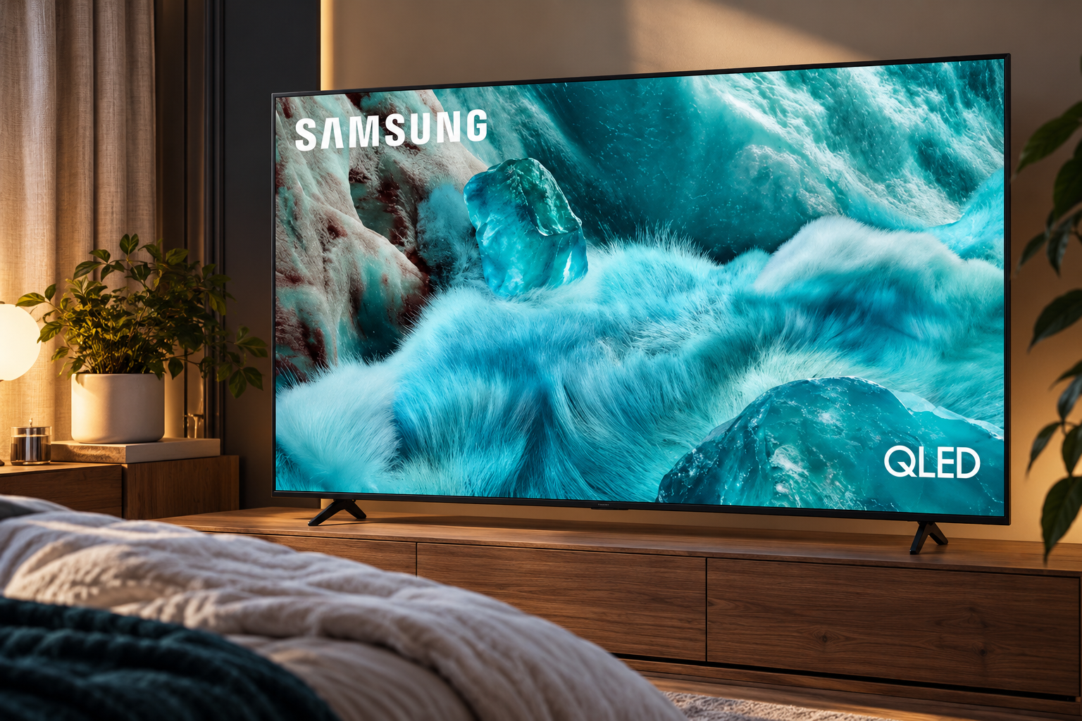 Затишна спальня з телевізором Samsung QLED
